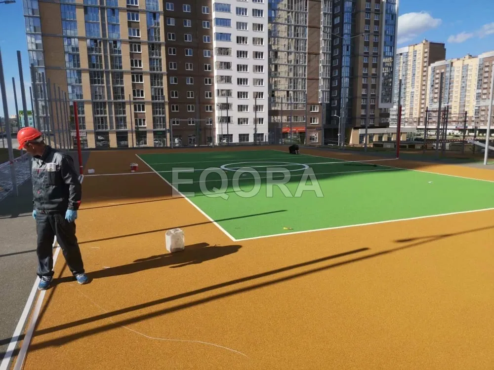Из чего состоит бесшовное резиновое покрытие в Серпухове?